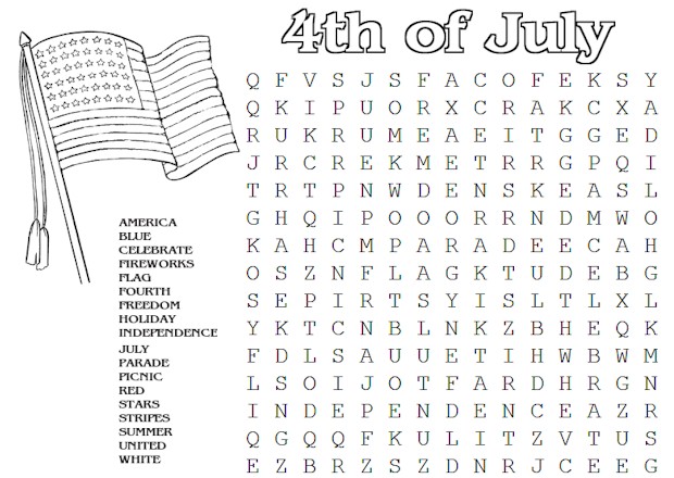 printable july 4th word search for kids