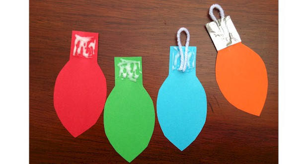 Christmas lights garland decorate the home or classroom.  Individual blubs are cute as gift tags. 