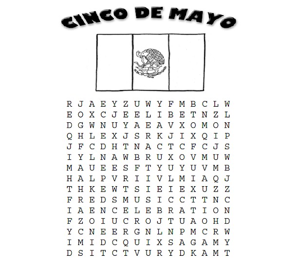 Cinco De Mayo Word Search Activities For Kids