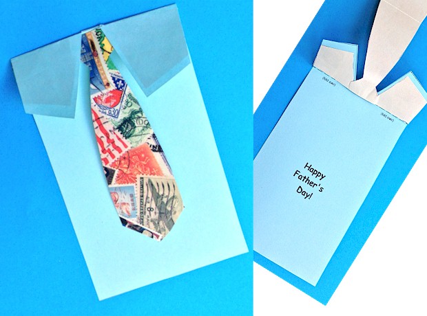Father's Day Tie Card printable.  Print out the card then attach colorful paper for the tie.  Easy kids craft for Father's Day. #fathersday 