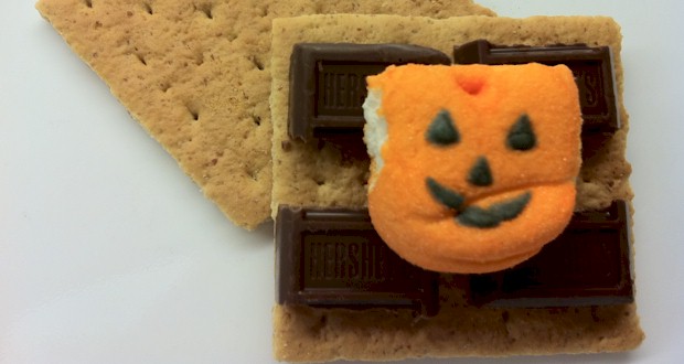 Microwave Halloween Smores  Instructions at ActivitiesForKids.com