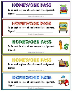 homework pass template printable