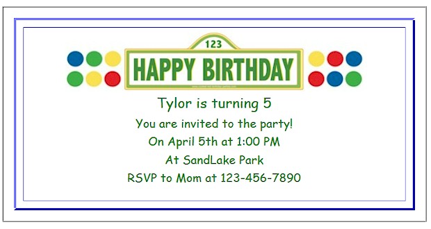 Create custom printable invitations for kids birthday parties - see more Sesame Street Birthday Party Ideas at ActivitiesForkids.com