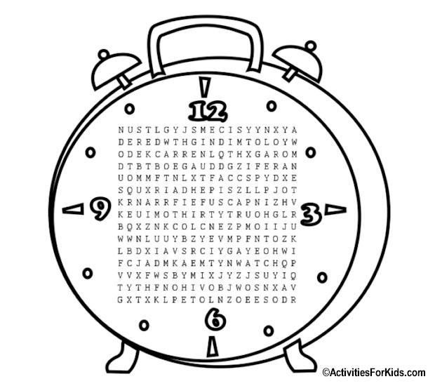 Time Word Search at ActivitiesForKids.com #wordsearch