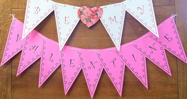 Create a custom Printable Valentine Banner for kids from ActivitiesForKids.com.  Free printable where you can select the banner shape and add any letters or numbers.