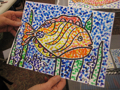 Study Impressionism for Kids, Watercolor fish with Pointillism - ActivitiesForKids.com