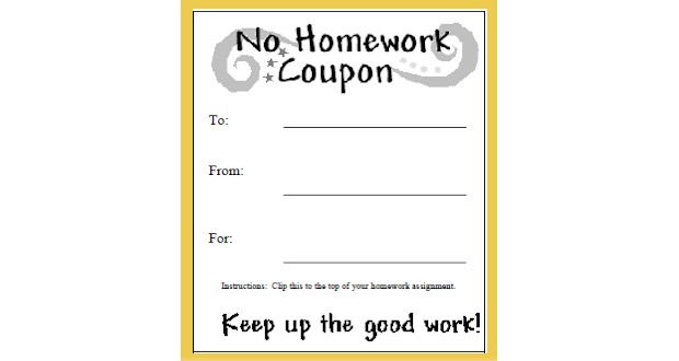 Free Printable Homework Coupon Valentines Day