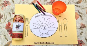 Printable Thanksgiving place mat for kids.