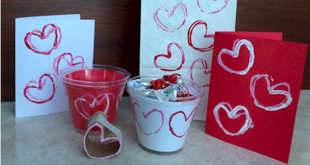 Toilet Paper Roll Heart Stamp