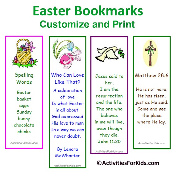 Easter Bookmarks Easter Bookmarks