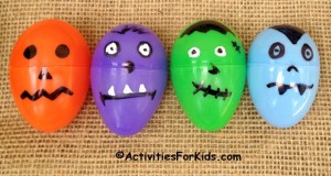 Decorated Plastic Eggs for Halloween