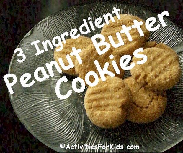 3 Ingredient Peanut Butter Cookie recipe from Activities for Kids
