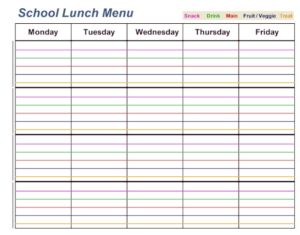 School Lunch Menu Printable - Activities For Kids