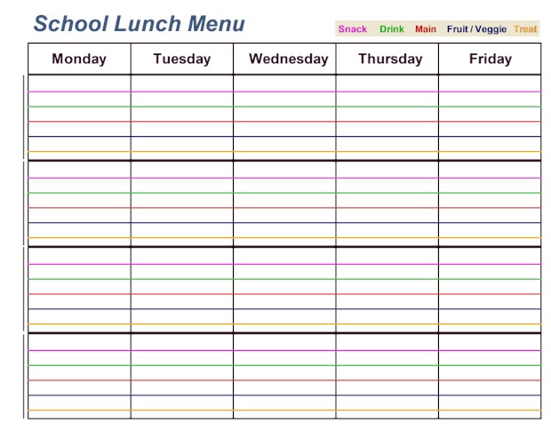 School Lunch Menu Printable to make packing lunches stress free.