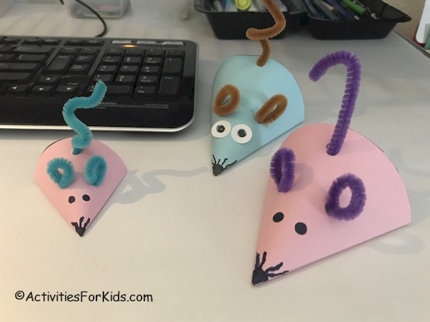 To go along with your classroom topic - create a paper mouse cone - these cute paper mice are easy to put together for kids.