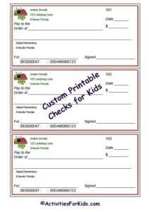 Blank Checks Template - Printable Play Checks for Kids