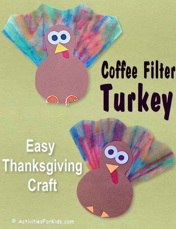 Oh so cute! Mini coffee filter turkey craft for kids to make.