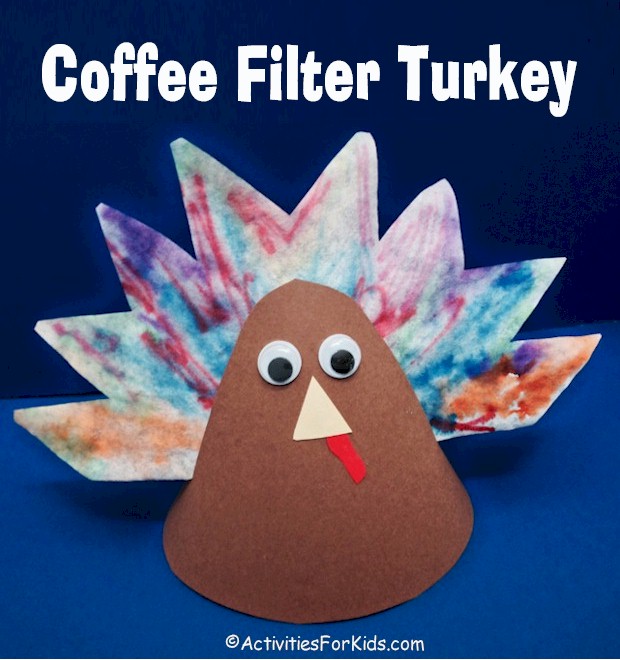 Thanksgiving Coffee Filter Turkey Craft that is easy to create.  Thanksgiving table topper