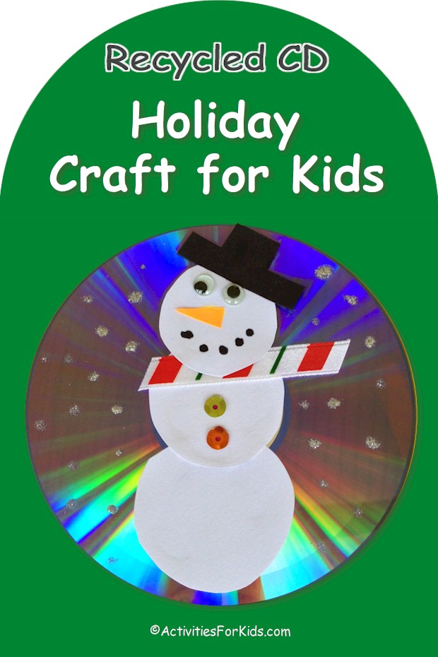 Recycled CD Snowman Craft