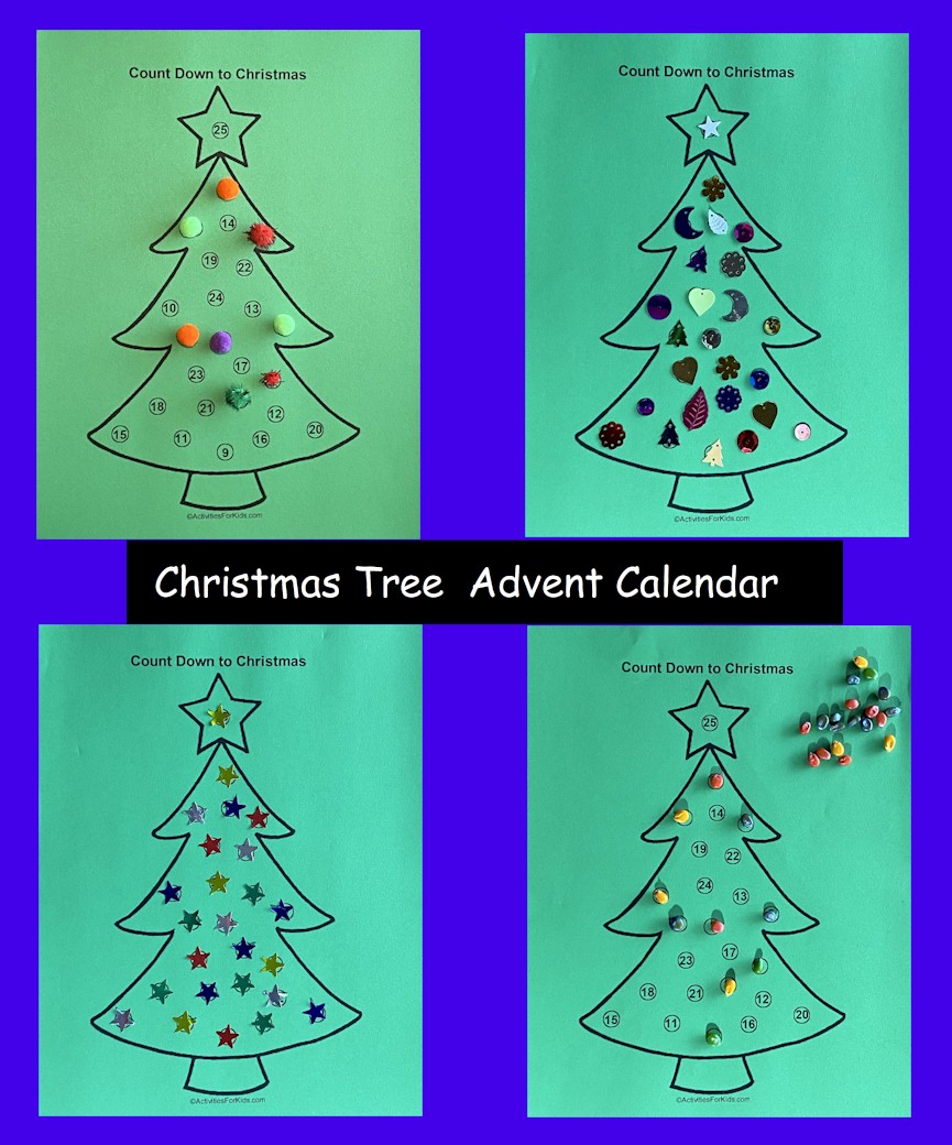 Christmas Tree Advent Calendar Printable Activities For Kids