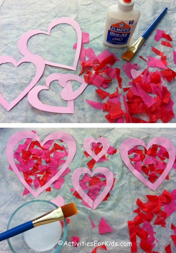 Exquiss 1200pcs Valentine Tissue Paper Suncatchers Heart Craft Valentine's  Day Heart Suncatchers Craft for Mother's Day Gift Kids Craft DIY Crafts