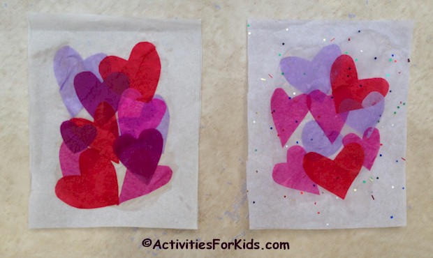 Tissue Paper Hearts Valentine Card