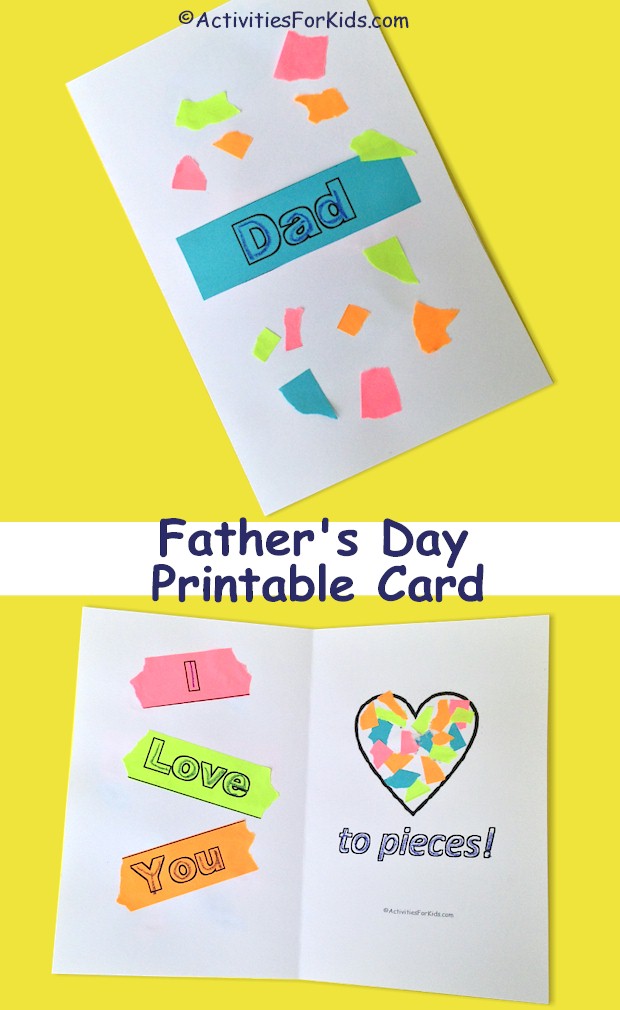 Print out the words and the card to assemble for Dad.  I Love You to Pieces.