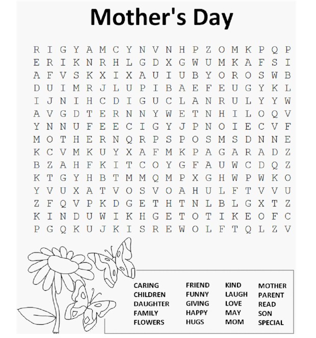 Printable Mother #39 s Day Word Search for a Classroom Project