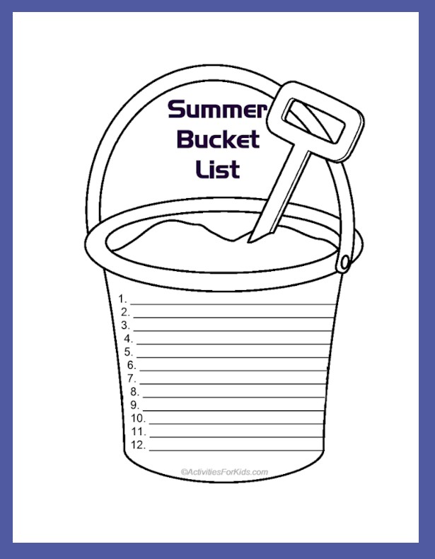 Summer Bucket List for Kids Ideas and Printout