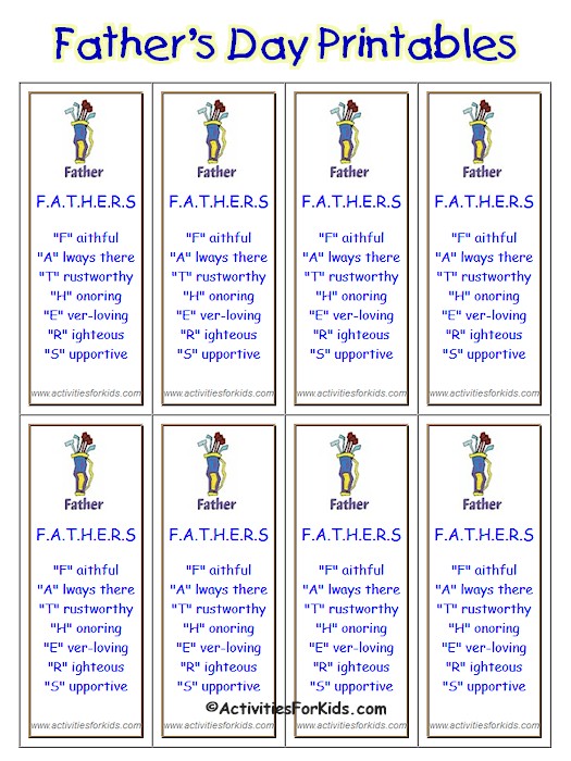 Custom Holiday Bookmarks for Kids</a> page and follow the online instructions.  Select an image for Father's Day Bookmarks.