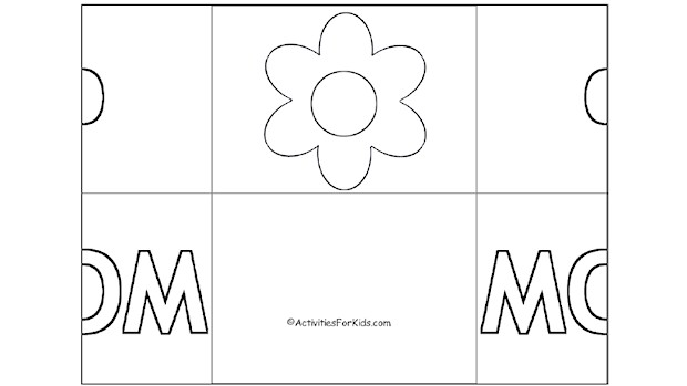 Printable card for Mother's Day - easy to print out, cut apart and decorate for Mom from ActivitiesForKids.
