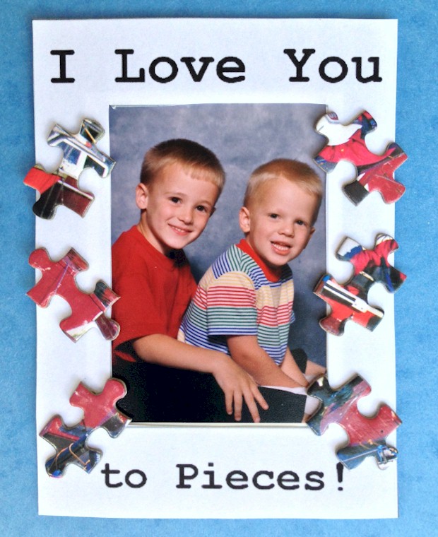 I love you to pieces picture frame for kids to make.