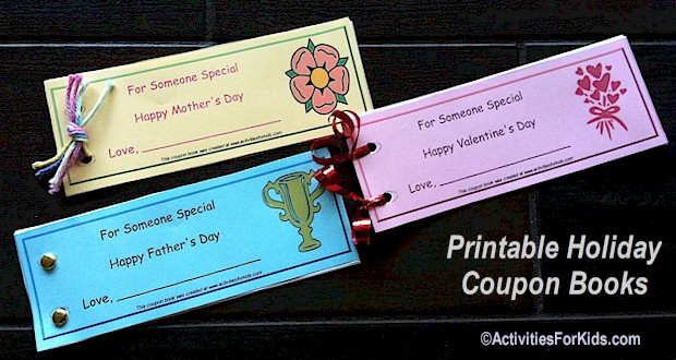Free Printable Father's Day Coupon Book for Kids to make.