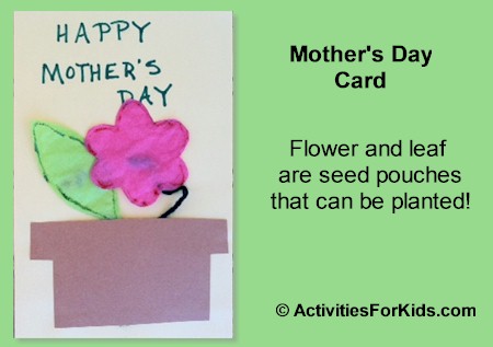 Happy Mother's Day Card.  Flower seeds are enclosed in the flower for mom.
