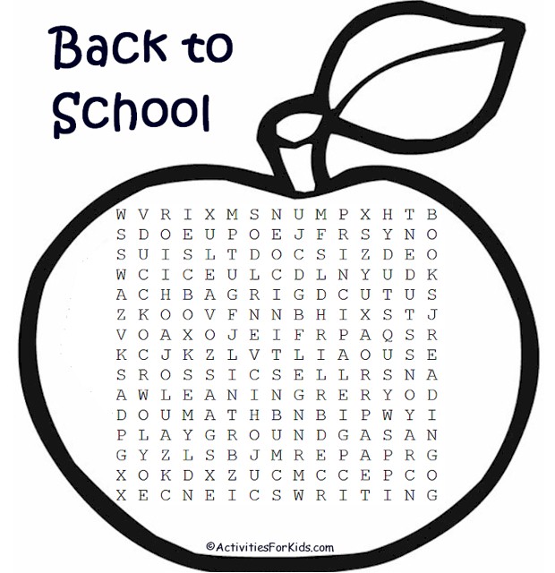 free printable back to school word search activities for kids