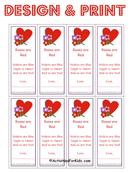 Valentine Printable Bookmarks for Kids - Coloring Bookmarks